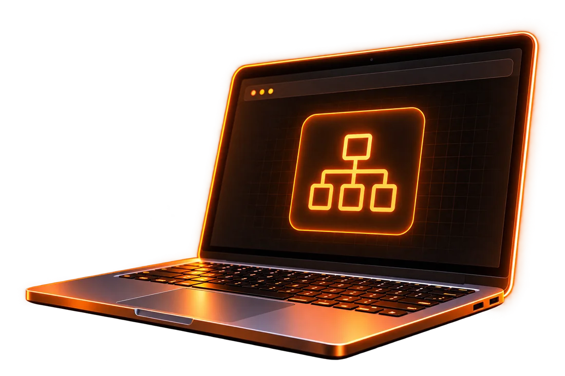 Notebook exibindo a estrutura hierárquica do sistema
